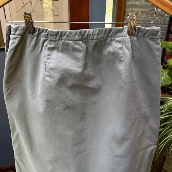 Eddie Bauer Long A-Line 100% Cotton Khaki Skirt w/ Tortoise Buttons size 8 - Picture 6 of 8